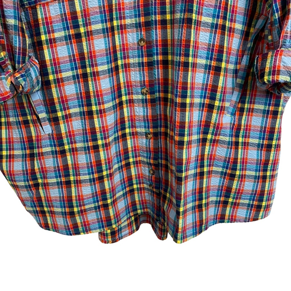Urban Oufitters Slouchy Plaid Seersucker Shirt S Oversized Multicolored - Picture 5 of 13